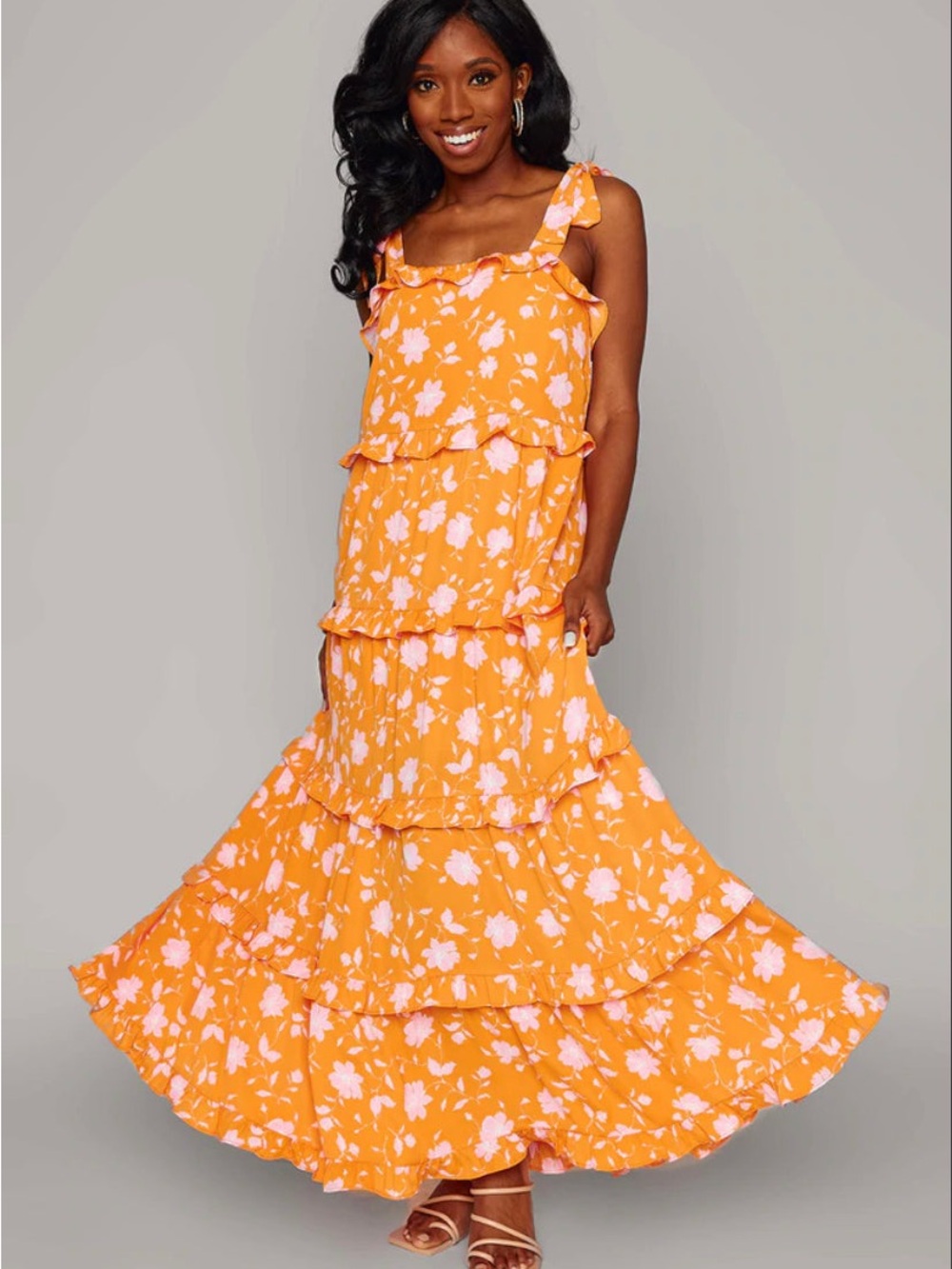 NWT BuddyLove Libby Push Pop Floral Tiered Maxi Dress Size M